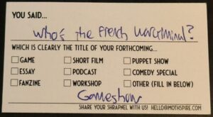 "Who's the French war criminal" — a game show.